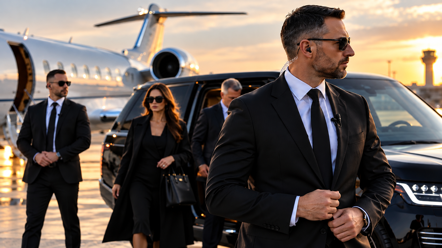 Close protection team supporting a VIP arrival